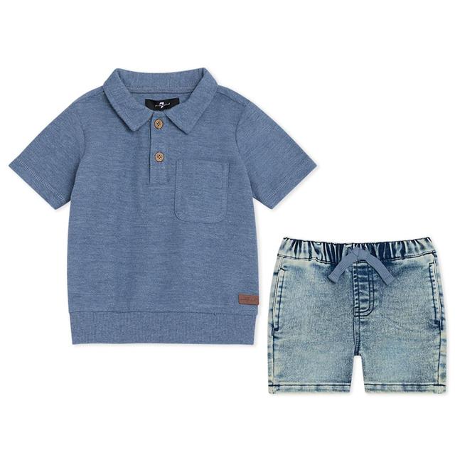 Toddler Boy 7 For All Mankind(R) Polo Top & Denim Shorts Set