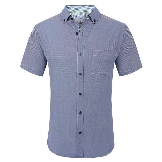Mens Tom Baine Short Sleeve Check Dress Shirt - Navy/White Check
