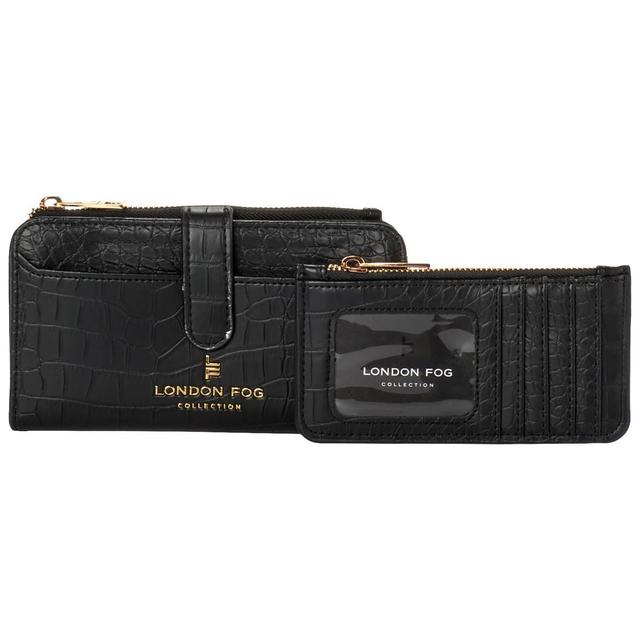 Womens London Fog Francis Croco 2 In 1 Snap Flap Wallet