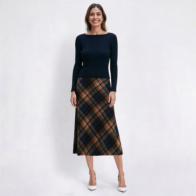 Plus Size Connected Apparel Plaid Mock Two In One Sweater Dress