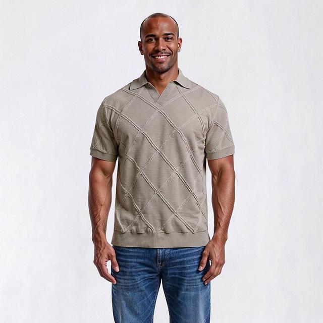 Thomas Sterling Johnny Collar Textured Polo Shirt