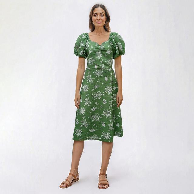 Womens Absolutely Famous Short Sleeve Floral A-Line Dress