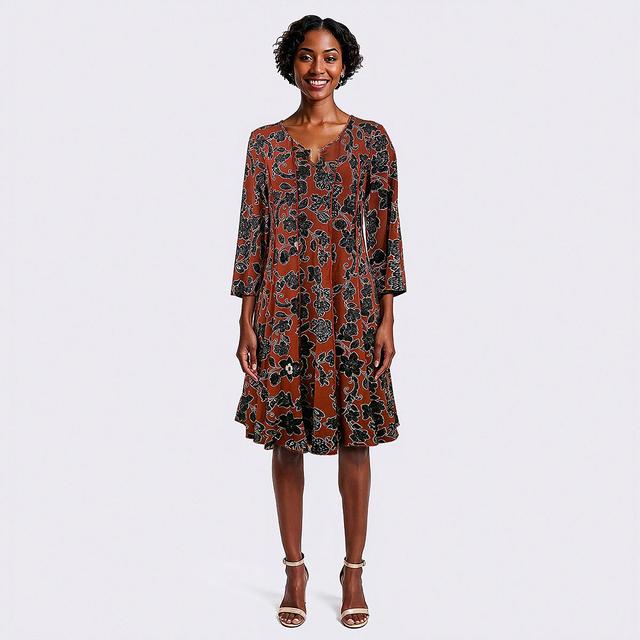 Womens Sami & Jo 3/4 Sleeve Floral A-Line Dress