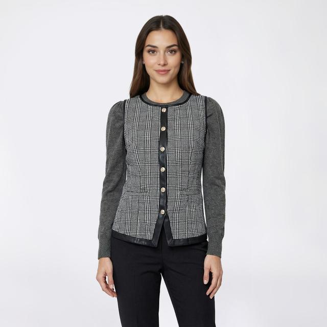 Womens NY Collection Plaid Pleather Vest