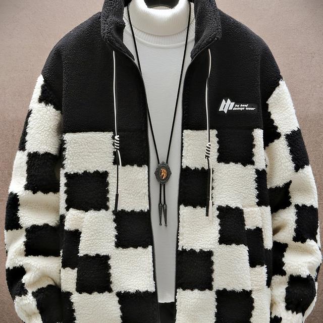 TEMU Gemütliche Karojacke mit Dicker -Futter - Warmer Wintermantel für Männer Frauen