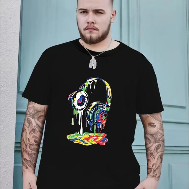 TEMU Spring/summer Short Sleeve T-shirt Fashion Brand Printed Men's Youth Spring/summer Round Neck Enlarged Widened Casual Top