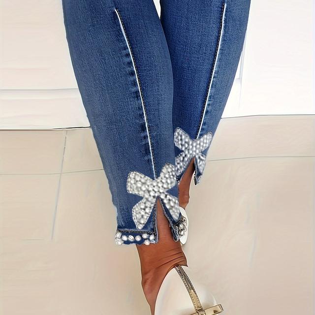 TEMU Stretch Snowflake High-waist Jeans