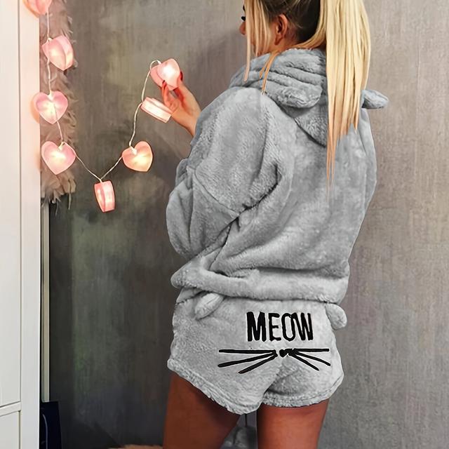 TEMU Modische Damen-Casual-Set mit Kapuze in Unifarben Langarm