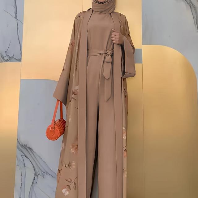 TEMU Zweiteiliges Jumpsuit-Set mit Mittlerer -Muslime-Druck für Frauen ohne Kopftuch