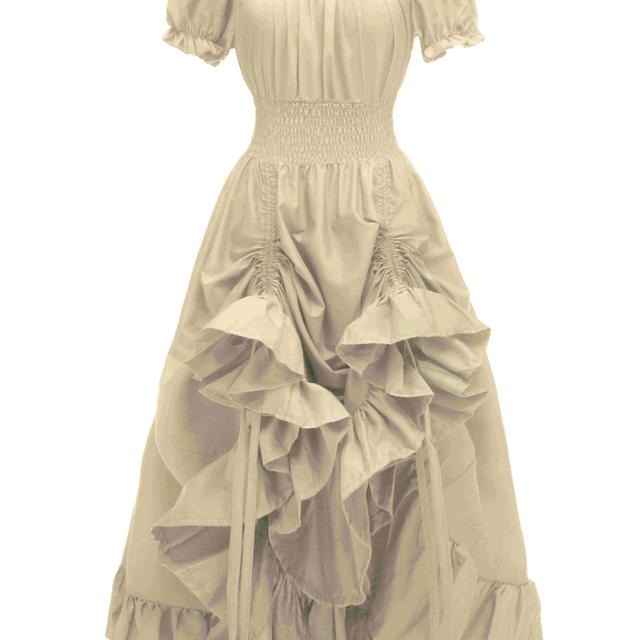 TEMU Vintage Renässans Klänning med Fyrkantig Halsringning, Kortärmad, Viktoriansk Pastoral Cosplayklänning