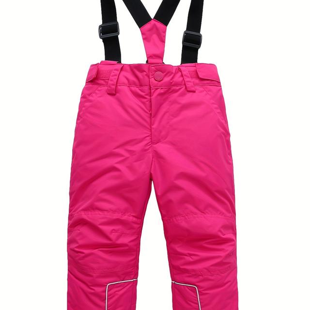 TEMU Girls' Winter Ski Pants - Outdoor, Windproof & Insulated With Snowboard Design, Machine Washable - Outdoor Sports, Outdoor