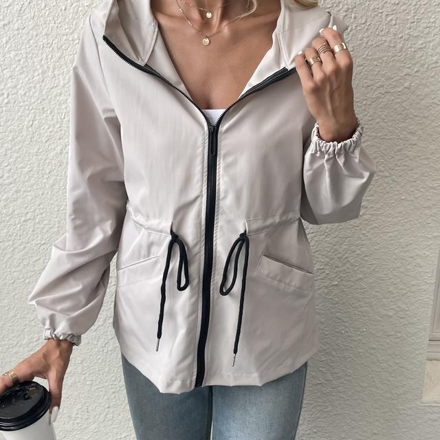 TEMU con capucha para mujer, moda de dirección, con puños elásticos, cintura ajustada media, cordón ajustable, cierre con cremallera y diseño con bolsillos