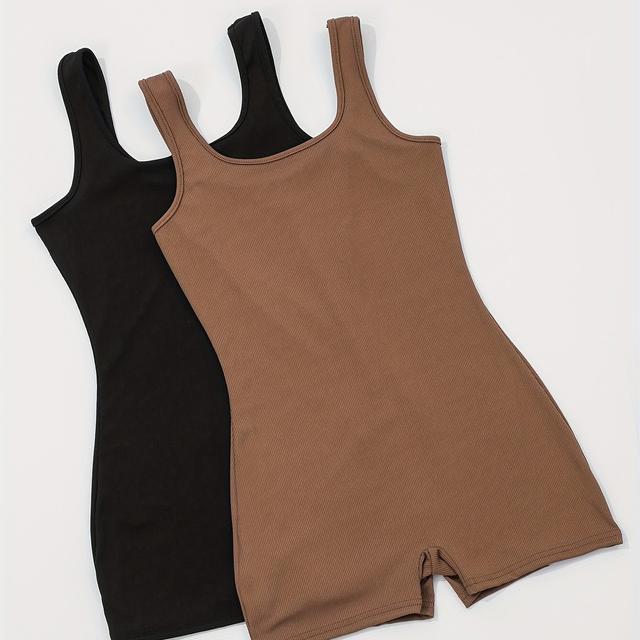 TEMU 2pcs Women Square Neck Sleeveless Jumpsuit