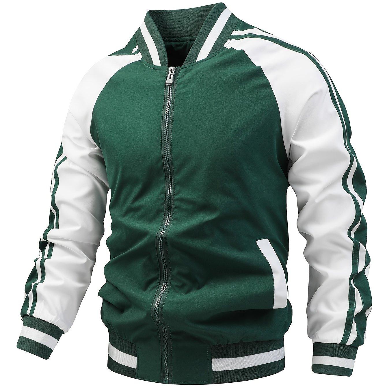 TEMU Men's Baseball Collar Jacket, Unisex Autumn Outerwear, Sporty Jacket, Style Jacket, Lightweight Outerwear For Fall And Winter