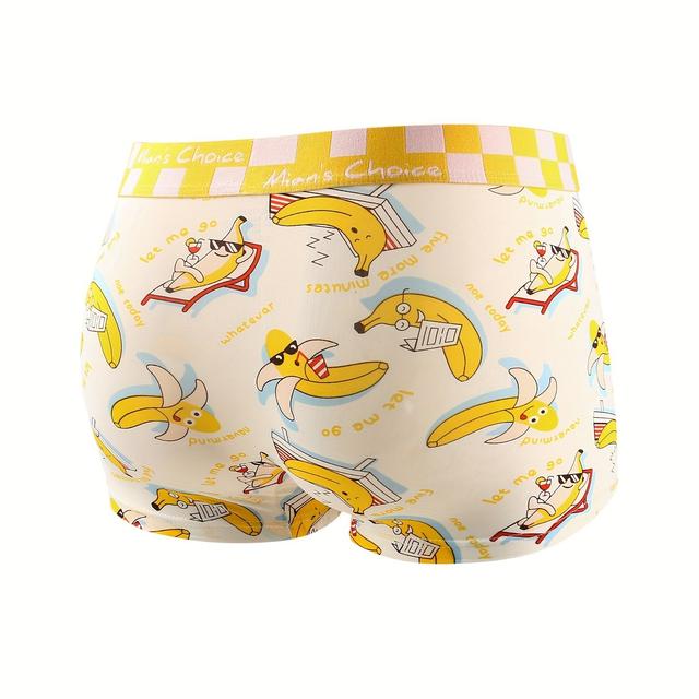TEMU 5 calzoncillos bóxer para hombre, bóxers modernos con gráficos de frutas, ropa interior transpirable, cómoda, de secado rápido y elástica, ropa interior para hombre