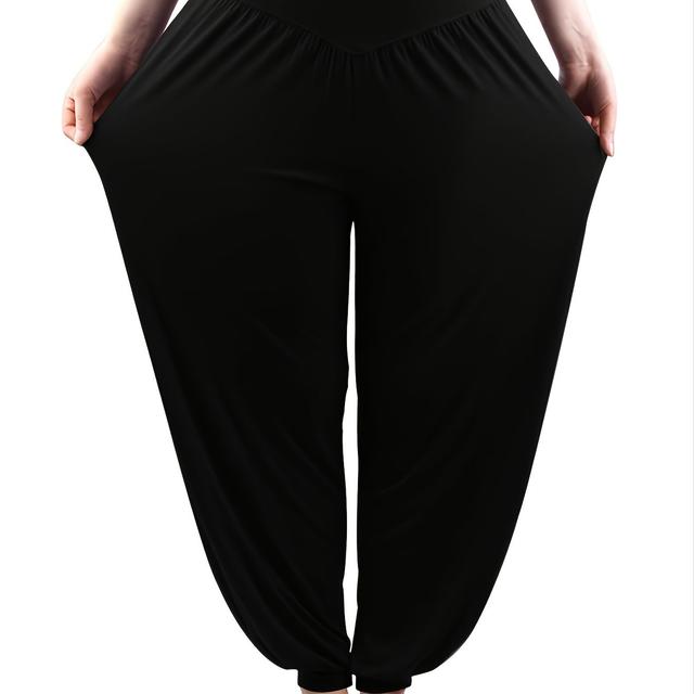 TEMU Women's Plus Size Harem Pants - Casual Stretch Polyester, Ruched Waist, Fit For Casual Attire, Spring Autumn Pants|flowing Fashion Pants|glossy Fabric Pants