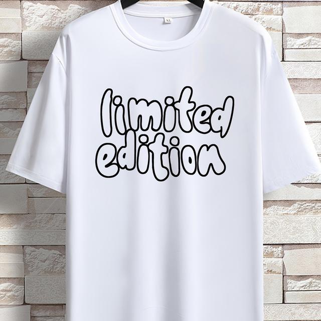 TEMU تي شيرت فضفاض مطبوع للرجال 'إصدار محدود' ، بلوزات كبيرة الحجم برقبة دائرية وأكمام قصيرة ، ملابس غير رسمية بمقاسات كبيرة لهدايا أفضل المبيعات لربيع وصيف