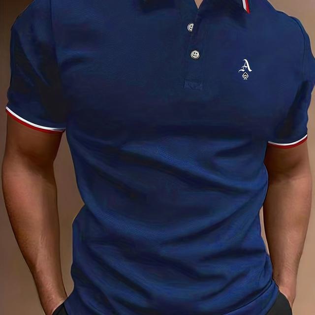 TEMU Carta A Imprimir Camiseta de Golf de Manga Corta con Solapa para Hombre, Camisetas Casuales de Negocios para Tenis, Top Transpirable y para Deportes al Aire Libre