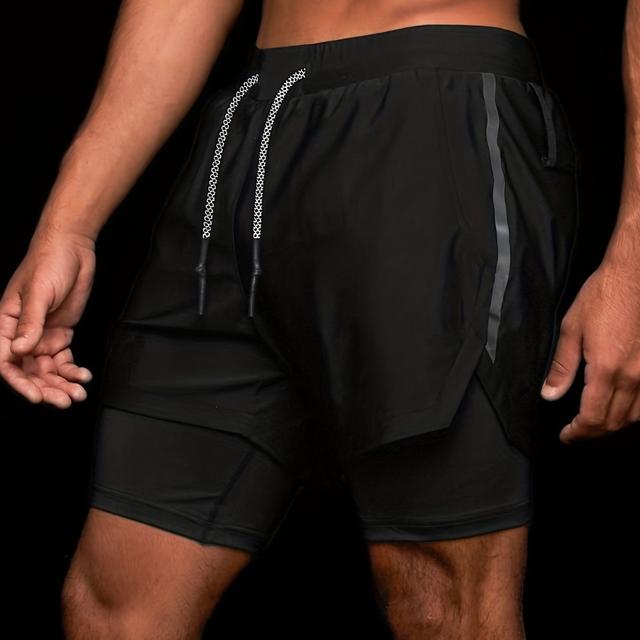 TEMU Herren Sommer Sportshorts für Fitness und Laufen, mit Doppellagen, schnelltrocknendem Stoff, hoher Elastizität und entwickelt für Outdoor-Training mit einem Fünf-Zoll-Innenbein, um zu vermeiden
