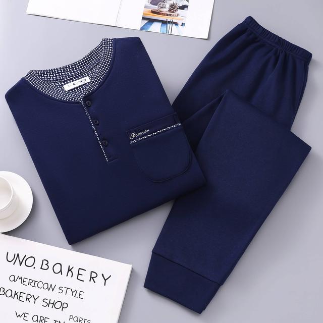 TEMU 2db hétköznapi kerek nyakú gombos hosszú ujjú zsebek ingek felsők és nadrág készletek, kényelmes férfi pizsama nappali ruházat