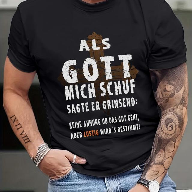 TEMU Plus Size Men's Letter Print Tee