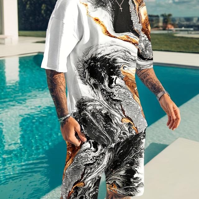 TEMU Plus Size Men's Casual Suit With Drawstring In Random , Plus Size