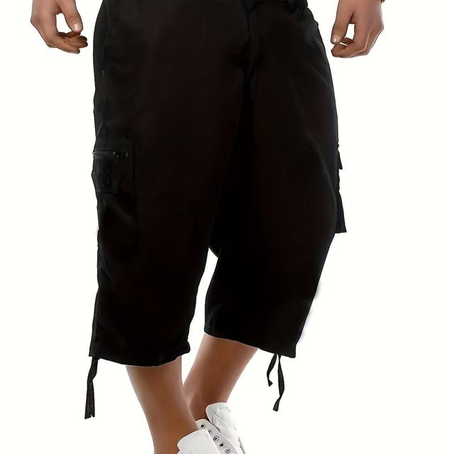 TEMU Plus Size Men's Casual Zip Pockets Cropped Cargo Pants Loose Fit Pants Sweatpants