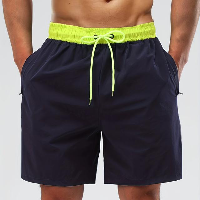 TEMU Men's Beach Shorts With Contrast Zipper Pockets