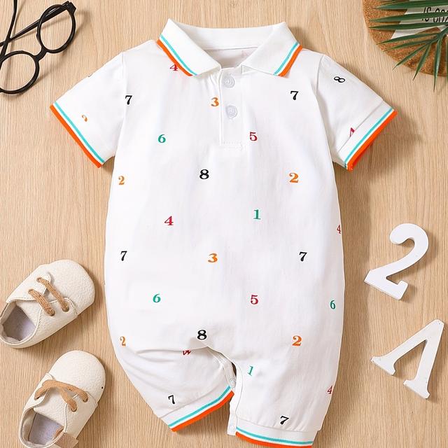 TEMU Summer Newborn Romper For Boys, 6 Months Cute Short-sleeve Baby Outfit With 3pcs Set, Outdoor