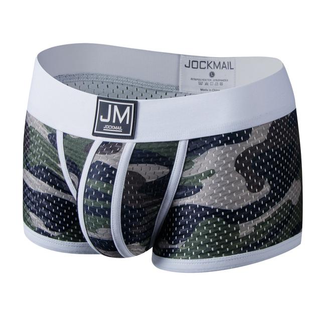 TEMU 1pc 6pcs Jokcmail Fashion Camouflage Print Design Mesh Fabric Breathable Boxer Briefs Low Waist Sexy Sports Men's Underwear Sports Fitness Breathable Trunks Underpants