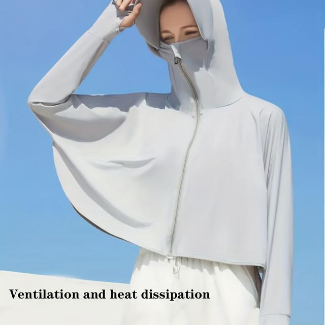 TEMU Traje de protección solar transpirable para mujer, con capucha y máscara, de tela de fibra de hielo para y verano