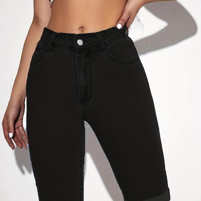 TEMU CHENGYUJS Damen Sexy Low-Rise Stretch-Denim-Shorts - Hochgeschnitten, Skinny Fit, Gewaschenes Blau, Reißverschluss-Fliege, Frühling/Herbst Freizeitkleidung, Hochgeschnittene Shorts