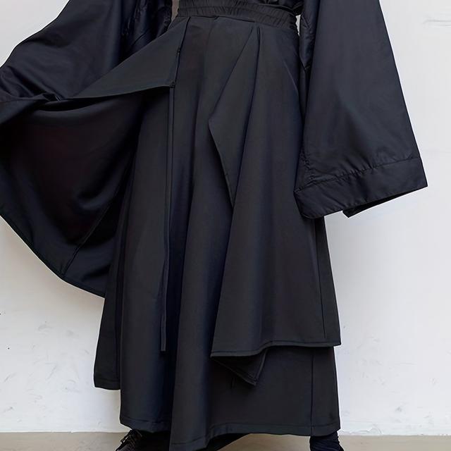 TEMU INCERUN 2023 Pantaloni Irregolari da Joggers Streetwear Vita Gonne Pantaloni a Larga Pantaloncini Punk Lacciati S-5XL, Taglie Forti