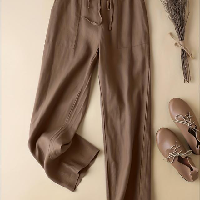 TEMU Plus Size - Plus Size - Plus-size Casual Drawstring Straight-leg Pants