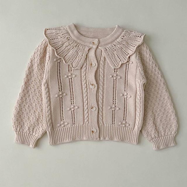 TEMU Girls' Ruffle Trim Knit Cardigan