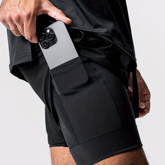 TEMU Чоловічі літні спортивні шорти з внутрішньою підкладкою, швидковисихаючі, підходять для тренувань на відкритому повітрі, бігу та баскетболу