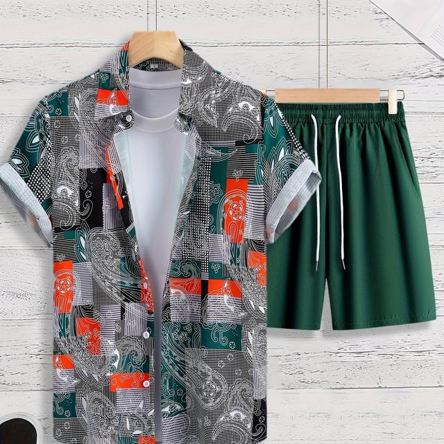 TEMU قميص رجالي عصري كاجوال بأكمام قصيرة