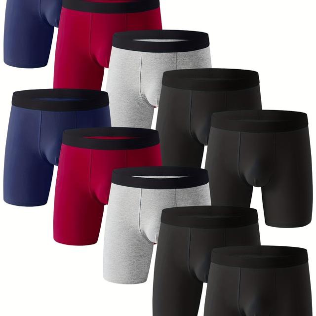 TEMU 10er-Pack Herren-Baumwoll-Boxershorts, , Einfarbig, Atmungsaktive Herrenunterwäsche