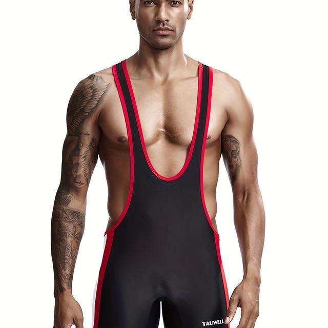 TEMU TAUWELL Heren Bodysuit Worstel Outfit voor Sport en Fitness Training, met Hoge Elasticiteit, een Sexy Design, Stijlvolle Pasvorm, Sneldrogend en Ademende Stof