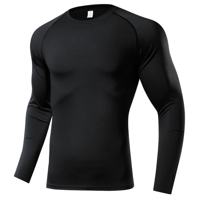 TEMU Middle East Herren Kompressions-Fitness-Langarmshirt, schweißableitend, körperbetont, hochelastisch, schnelltrocknend, feuchtigkeitsableitend, Core-schnelltrocknende Trainings-Basisschicht