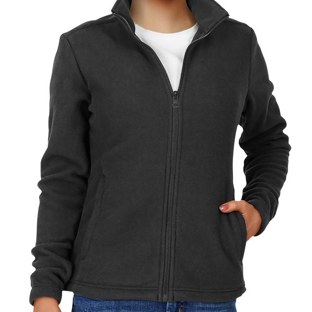 TEMU Damen Fleecejacke in Uni, warme weiche Polar-Fleece-Jacke mit durchgehendem Reißverschluss und langen Ärmeln, leichter Mantel mit für den Winter im klassischen Stil