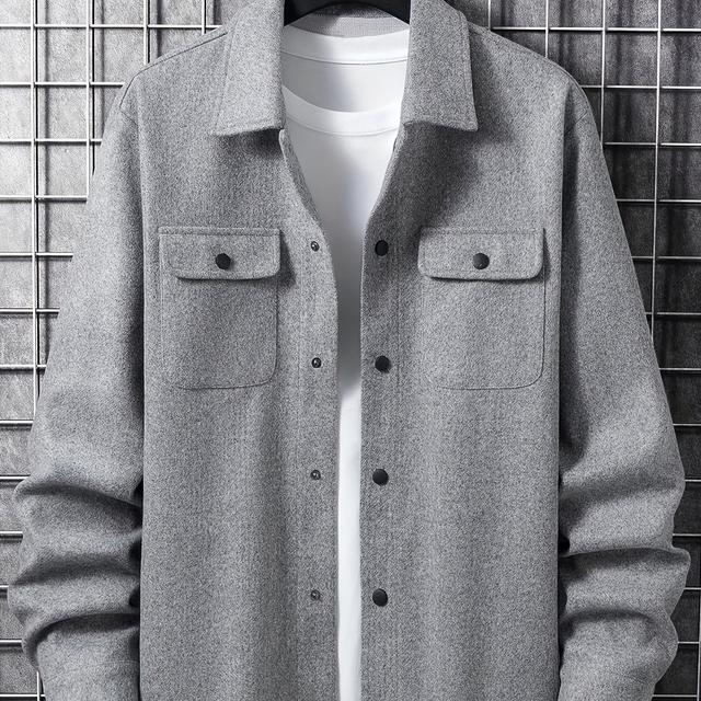 TEMU Jaqueta de Tweed Casual Masculina com e