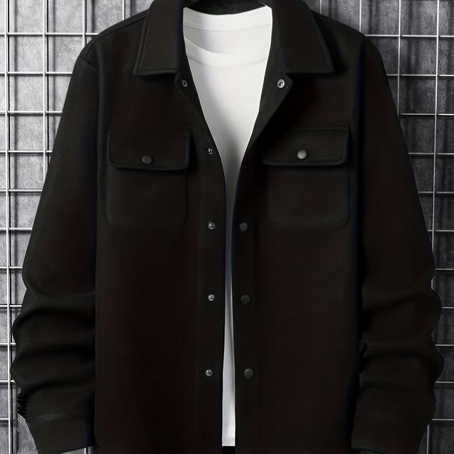 TEMU Herren Casual Tweed Langarmjacke mit Revers