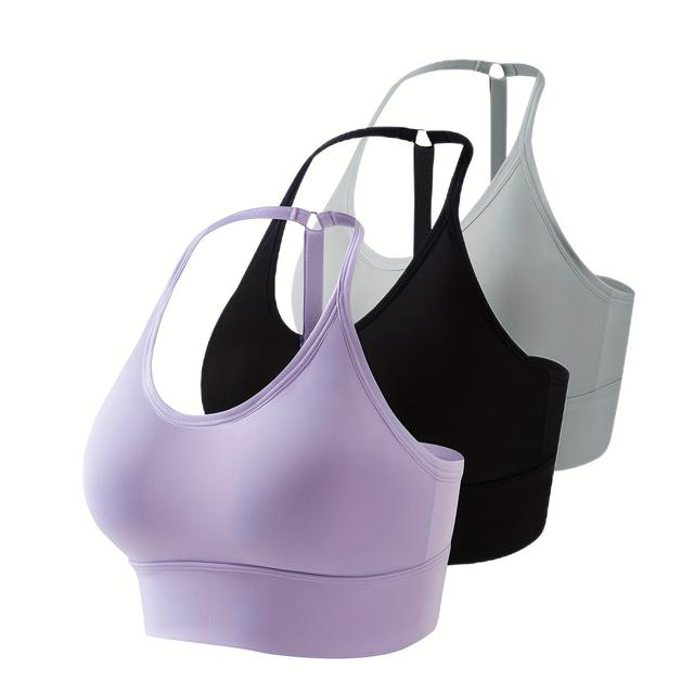 TEMU 3 Piezas Conjunto de para Mujer con Almohadillas Extraíbles, y Sin Costuras, Cuello Halter, Tirantes Ajustables y Deportivo para Mujer