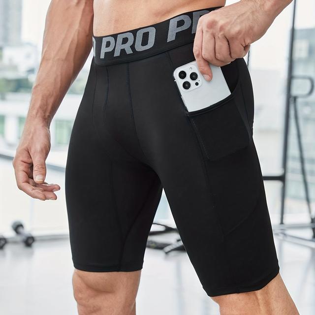 TEMU Sports Fitness Leggings Men's Tight Compression Yoga Training High Elastic Quick Dry Shorts