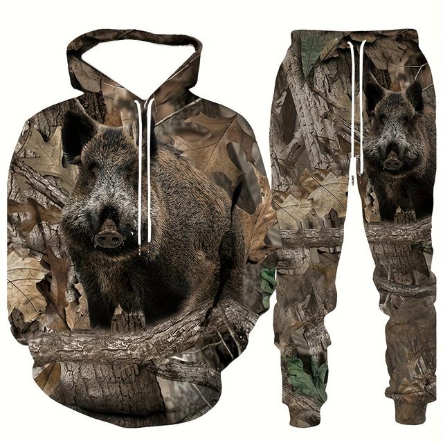 TEMU Ensemble Sweat-shirt À Capuche Et Pantalon de Survêtement Pour Hommes, Grande Taille, Imprimé 3D, Pour /hiver, Vêtements Pour Hommes