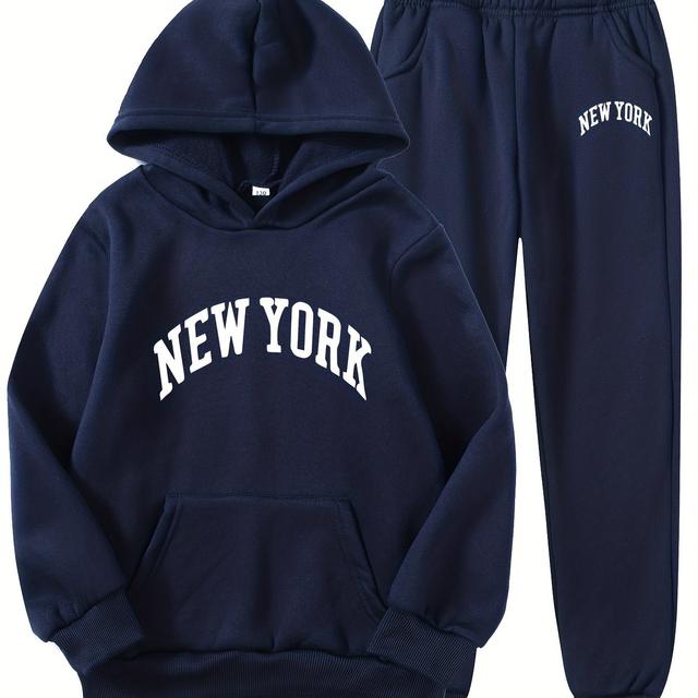 TEMU Hoodie + Joggers Stylish ' Two-piece Set For Big , Simple New Letter Outfit, Perfect For Outdoor, For Teenager