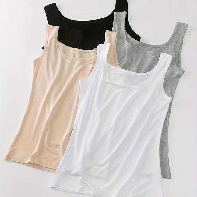 TEMU 4pcs Women's Soft And Comfortable Tank Tops, Tank Tops, Wearable Undergarment Tank Tops