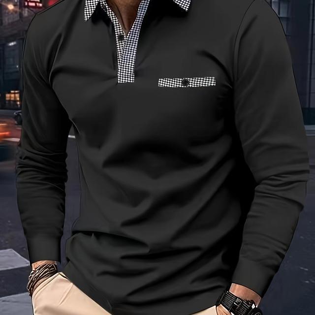 TEMU Klassisches Hemd, Herren Casual V-Ausschnitt Pullover Langarm Shirt für Frühling Herbst, Herrenbekleidung