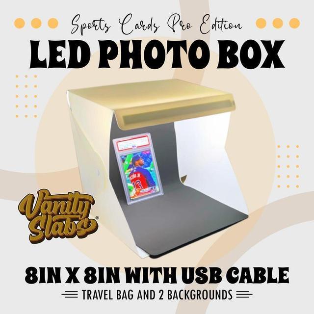 TEMU Portable Led Photo Box White | Size: 8in X 8in | Includes Usb Cable, 2 Interchangeable Backgrounds, & Storage Bag | Great For Collector, , Hobbyists, Etc.